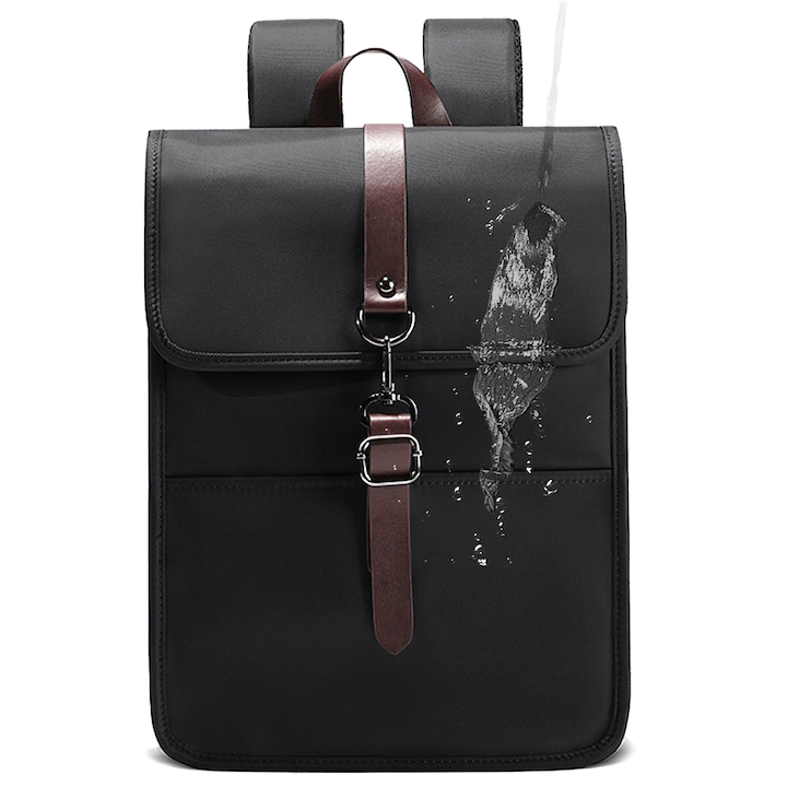 Rucsac Multifunctional Laptop 14", Tressino, Smart Casual Pentru Business/ Calatorii, Impermeabil, Ergonomic, Cu Port USB, Poarta Risistant, Design usor, Simplu si Elegant, Cu Compartiment pentru Calculator, Material de Nylon, 28x14x38 cm, Negru