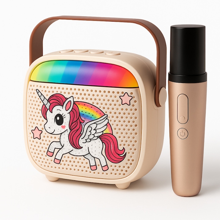 Ludiro Unicorn gyerek karaoke szett vezeték nélküli mikrofonnal, Bluetooth-szal és hangváltóval, 3 éves kortól