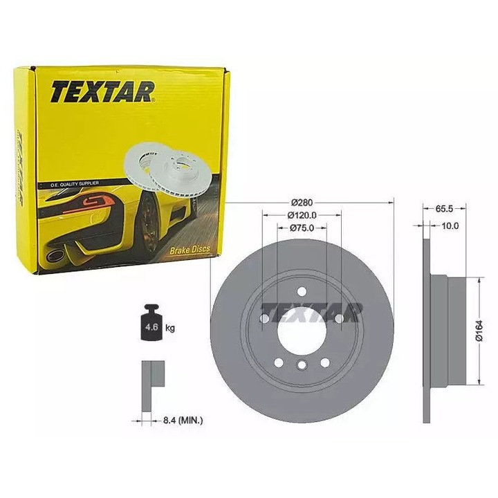 TEXTAR féktárcsa, 280x10mm, 65,5mm, 5/6 lyuk, személygépkocsikhoz