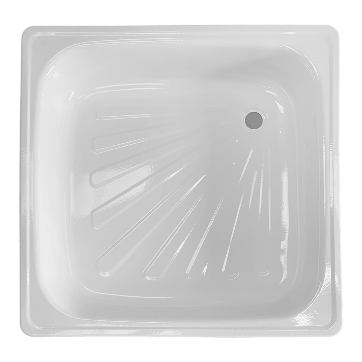 Cadita dus patrata Clara, otel emailat, 80 x 80 x 12.5 cm