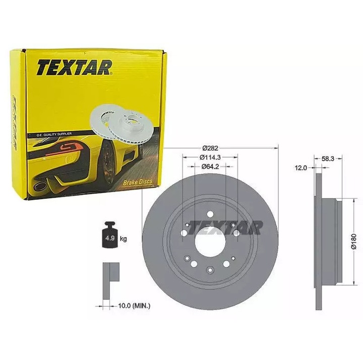 TEXTAR féktárcsa, 282x58mm, 12mm, HONDA F-RV 04-hez