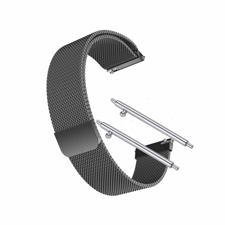 Каишка за смарт часовник Polar Unite, Каишка, подходяща за всички китки, сигурно закрепване, Черна метална мрежа