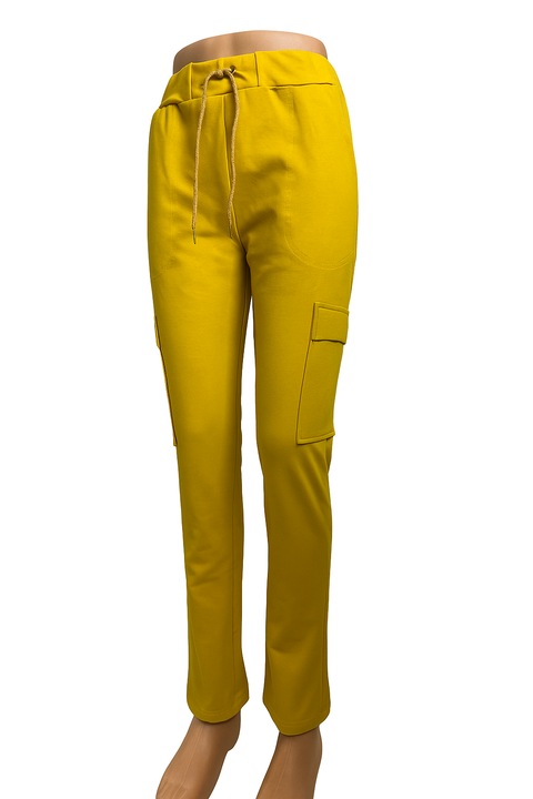 Дълги панталони от памук за жени Elprod, Синапено жълто