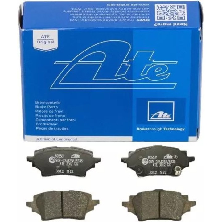 ATE fékbetét szett, TOYOTA C-HR/COROLLA 1,2-2,0 18- típusokhoz, 118,1x49,3x15,9mm