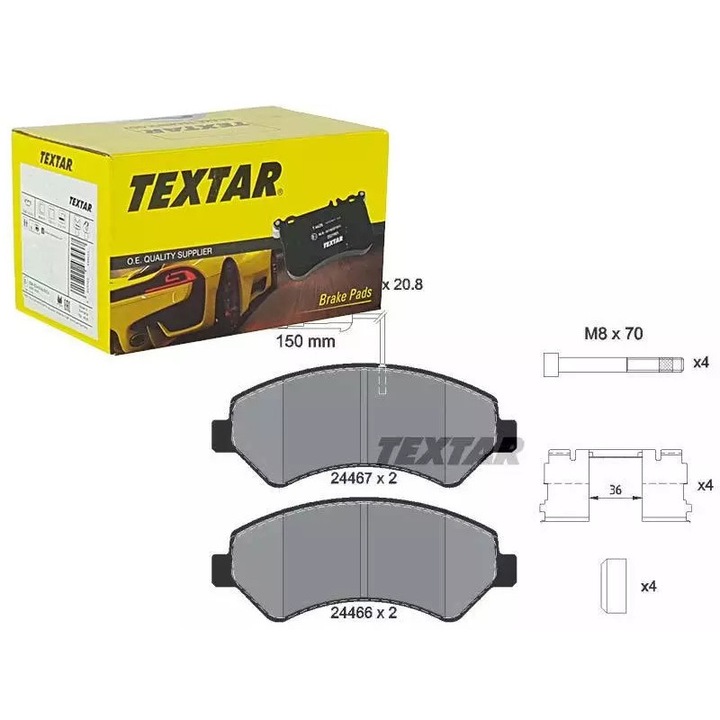 Textar első fékbetét szett Fiat Ducato 06-hoz, 169,1x69,1x20,8mm, 2,4kg