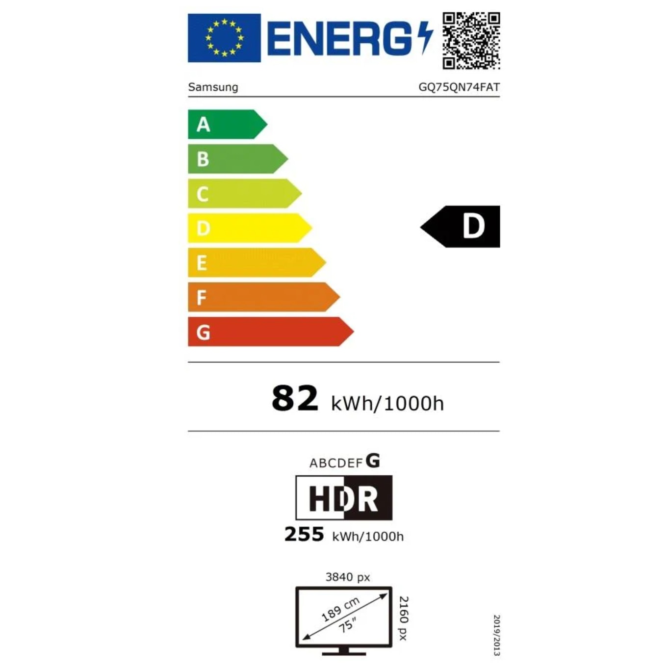 Televizor Samsung LED GQ75QN74FATXZG, 189 cm, 4K UHD, HDR, Smart TV, Control vocal, 100 Hz