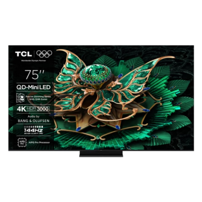 Televizor QLED TCL 75MQLED85K, 189 cm, 4K UHD, HDR, Smart TV, control vocal, Dolby Atmos, 144 Hz, Google TV