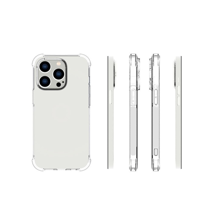 Carcasa pentru Apple, iPhone 14 Pro, silicon, fara date, protectie la zgarieturi, acces la port, protectie camera, strat dublu de silicon, culoare transparenta, fara date, silicon, calitate inalta, potrivire perfecta, protectie margini