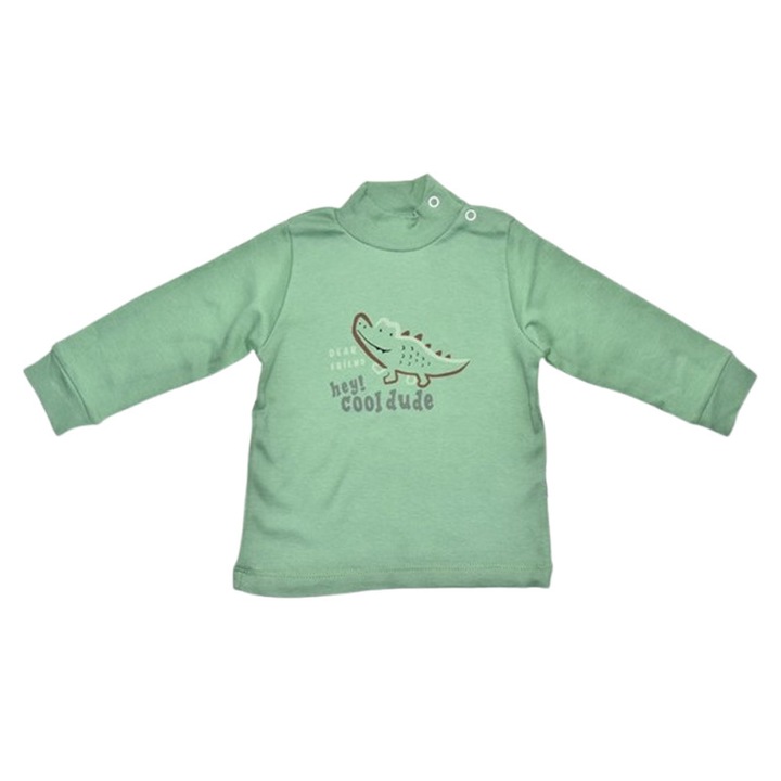 Bluza cu guler, pentru baieti, Mini Junior 7313V, Verde 122491