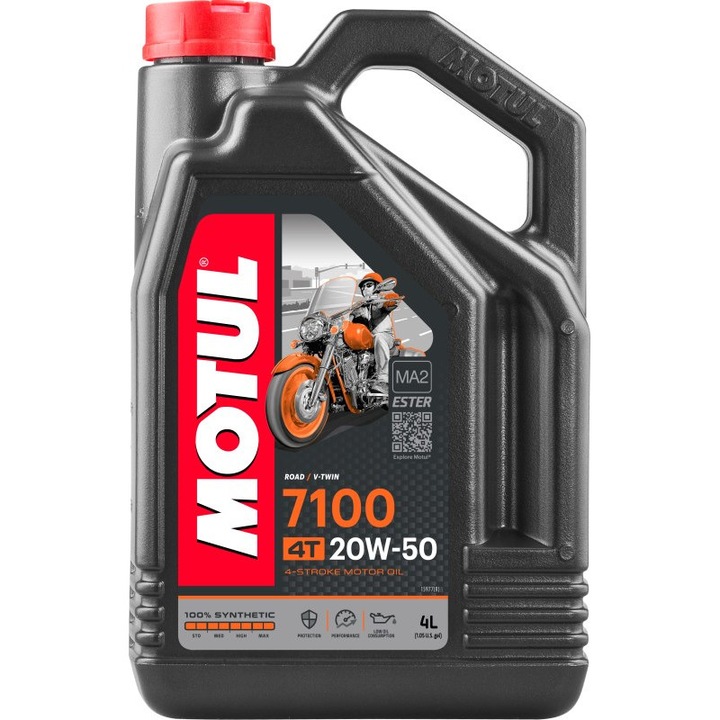 Ulei sintetic Motul 7100 4T 20W-50, 4L pentru motociclete 4-timpuri