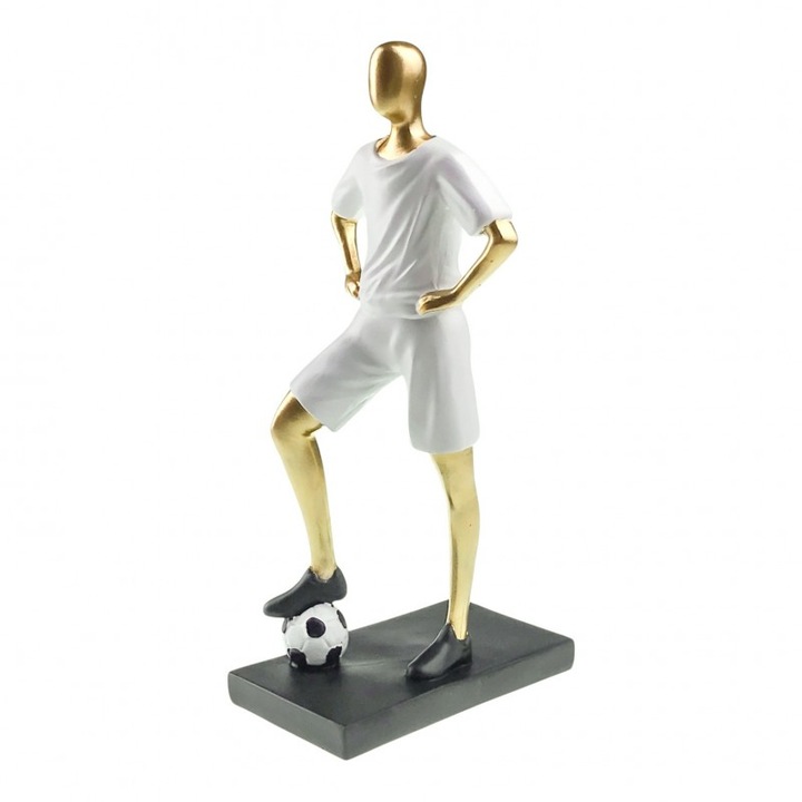Trofeu din rasina Fotbalist 13x26 cm Auriu-alb