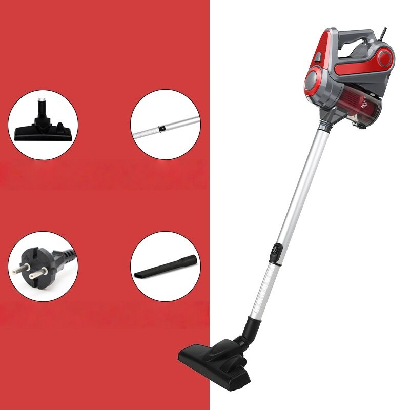 Aspirator, 600W, putere de aspirare 18000Pa, recipient de praf 600ml, filtre multiple, detasabil si lavabil, reducere a zgomotului bas, 103x9cm, rosu