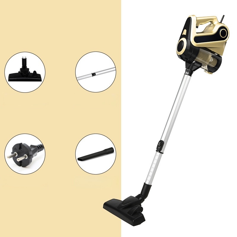 Aspirator, 600W, putere de aspirare 18000Pa, recipient de praf 600ml, filtre multiple, detasabil si lavabil, reducere a zgomotului bas, 103x9cm, auriu
