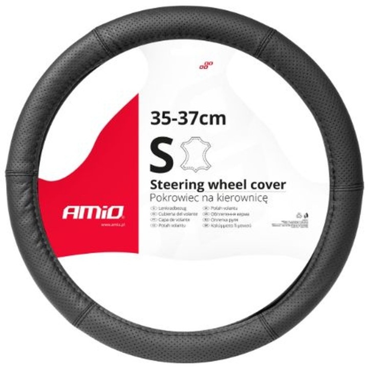 Калъф за волан, AMIO, перфорирана естествена кожа, 35-37см