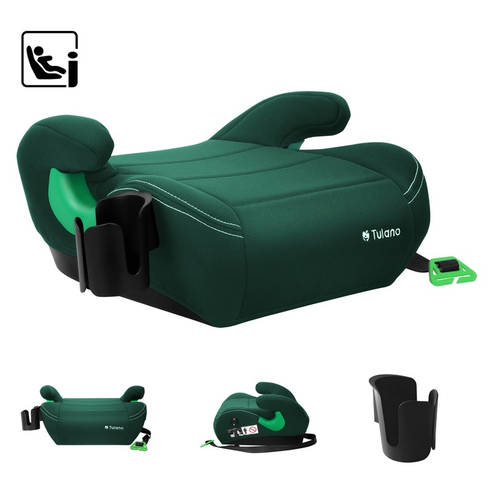 Gyerek autósülés Tulano Cabby 25, i-Size, széles ülés, 125-150 cm, zöld