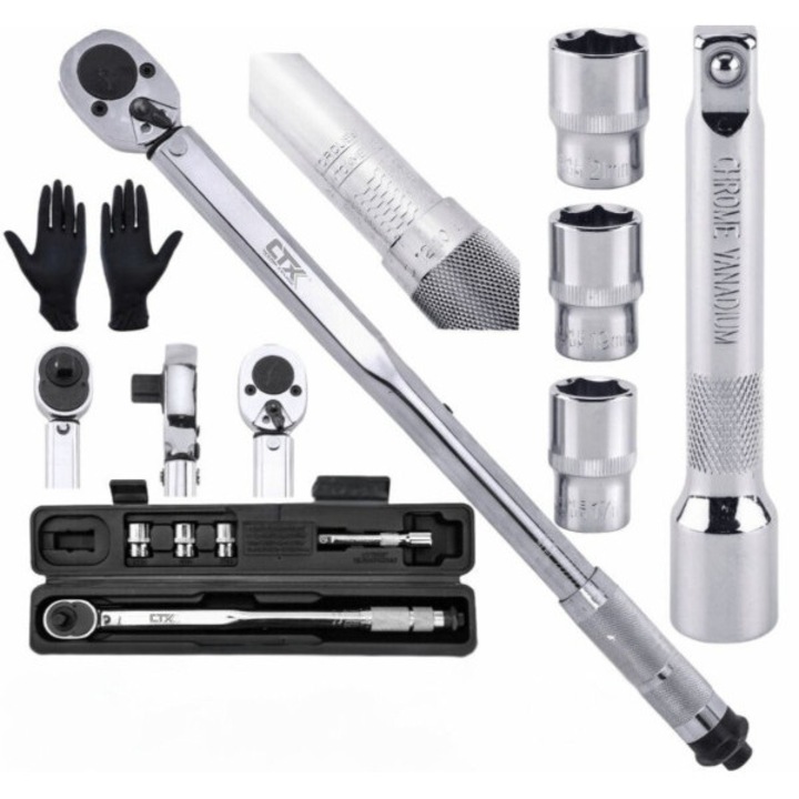 Динамометричен ключ 1/2", CTX WERKZEUGE, 28-210 Нм, комплект с вложки 17, 19, 21мм