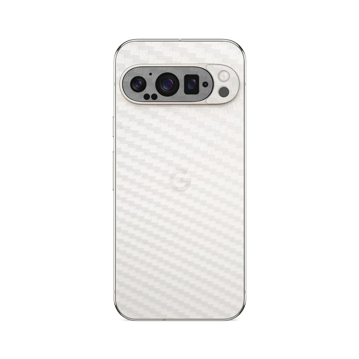 Folie iSkinz pentru Google Pixel 9 Pro - Carbon Transparent, Split Cut, Skin Adeziv Full Cover, Protectie Carcasa Spate si Laterale