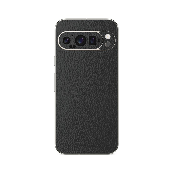 Folie iSkinz pentru Google Pixel 9 Pro - Piele Neagra, 360 Cut, Skin Adeziv Full Cover, Protectie Carcasa Spate si Laterale