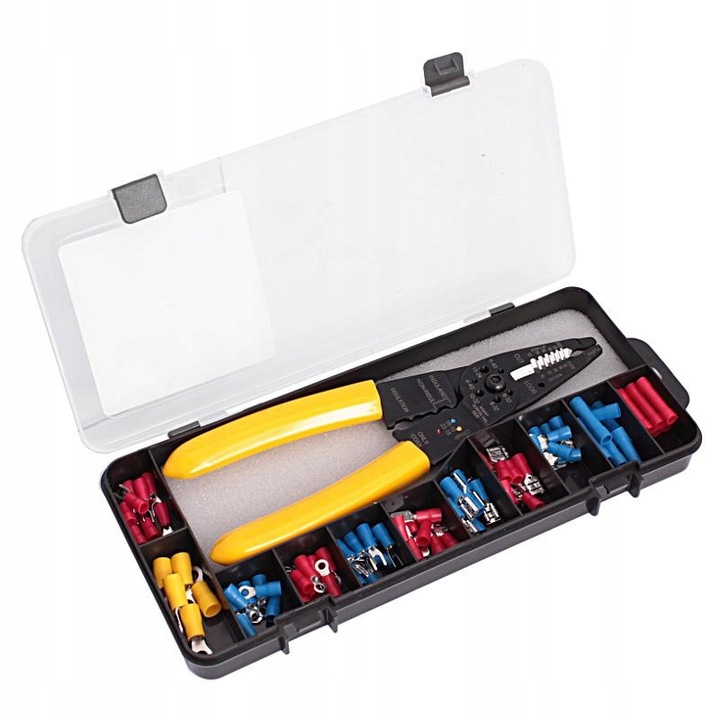 Set De Clesti Pentru Izolatie Si Capete, Feinz, Asc22, Decapare Izolatie 0.6-2.6 mm, Strangere Capete Conectoare 10-22 Awg, Usi Din Otel, Maner Din Plastic Cauciucat, Multicolor, 86 Piese