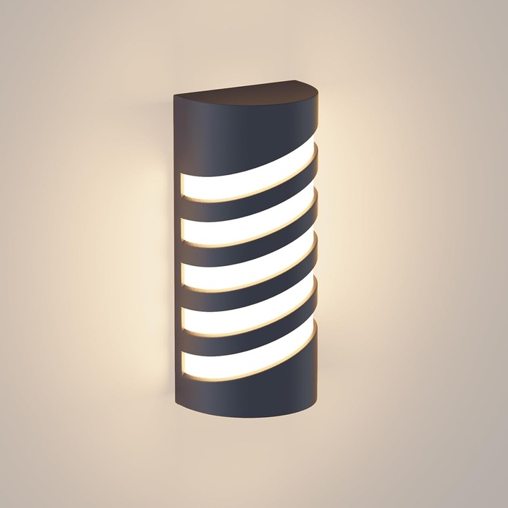 Aplica de Perete Exterior & Interior IP65, Klighten, Alumini/Acrilic, Soclu E27, Design Modern, Antracit