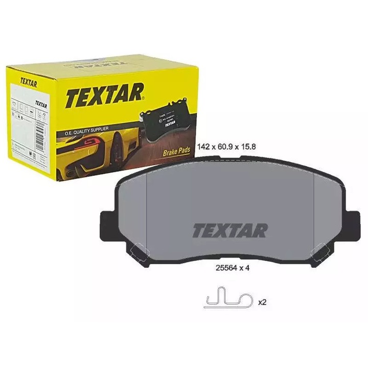 Textar fékbetét készlet, Mazda CX-5-höz, 142x60,9x15,8mm, 2 kopásjelző, 1,7kg