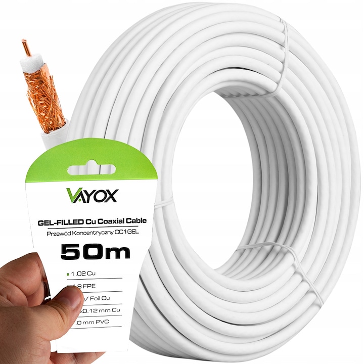 Cablu antena TV coaxial Vayox 1.02 Cu + 32x0.12mm Cu CC1-50 Vayox 50m