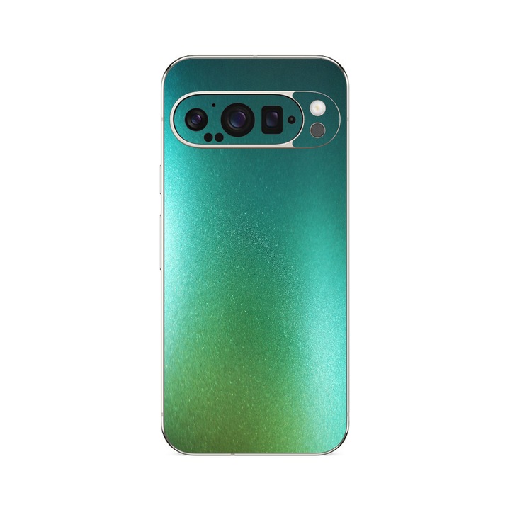 Folie iSkinz pentru Google Pixel 9 Pro - Cameleon Color Shift Aquamarine, Split Cut, Skin Adeziv Full Cover, Protectie Carcasa Spate si Laterale