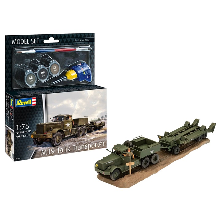 Katonai Jármű, Revell Modellkészlet, M19 Tank Transporter, méretarány 1:76 Rev63364