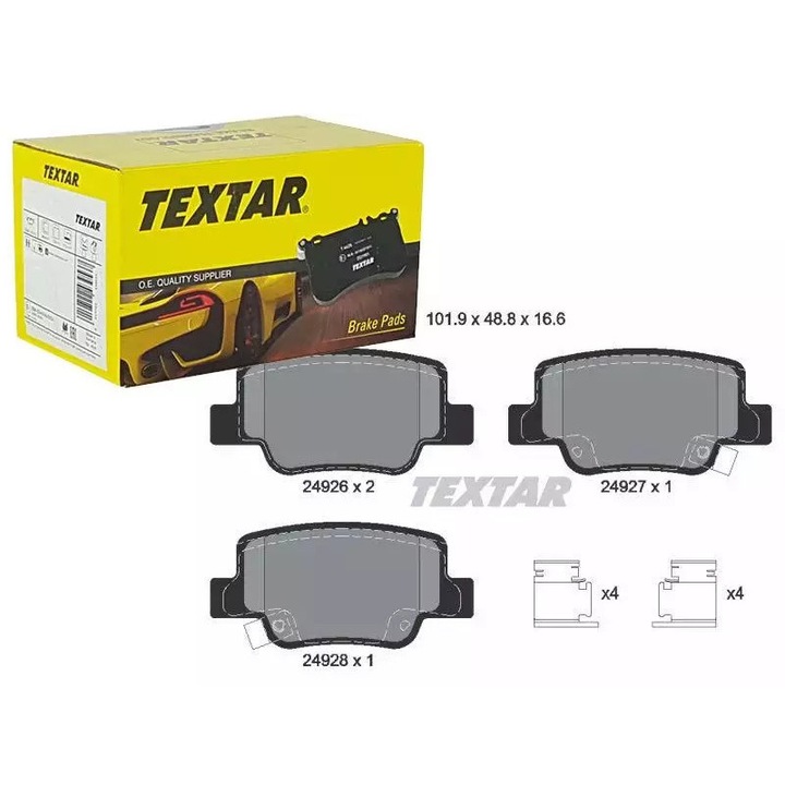 Textar fékbetétek, Toyota Verso 09-hez, 2 kopásjelzővel, 101.9x48.8x16.6mm
