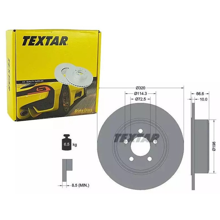 Textar féktárcsa, 320mm, 10mm vastagság, 67mm magasság, CHRYSLER 300C 05- (hátsó)