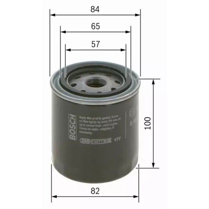 Bosch olajszűrő, 100mm, 3/4" 16 UNF, 82x57x65mm, személygépkocsikhoz