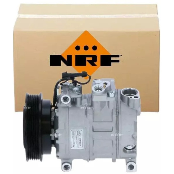 NRF klímakompresszor autókhoz, 12V, 6 horony, 135mm, PAG 46 olajjal, tömítőgyűrűvel