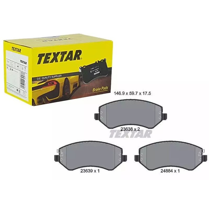 Textar fékbetétek Chrysler Voyager 00-/Cherokee modellekhez, 15,2x8,8x8,4cm, 146,9x59,7mm