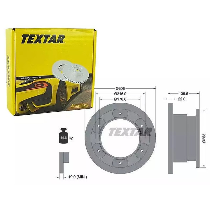 Ruville féktárcsa, 306mm, 22mm vastagság, 6 lyuk, személygépjárművekhez
