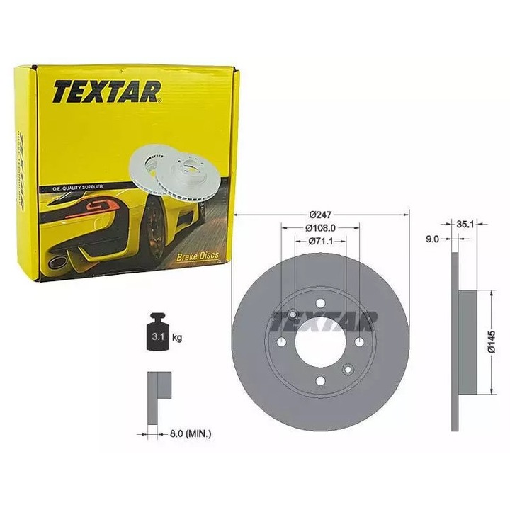 Ruville féktárcsa, autókhoz, 247x35,1x9mm
