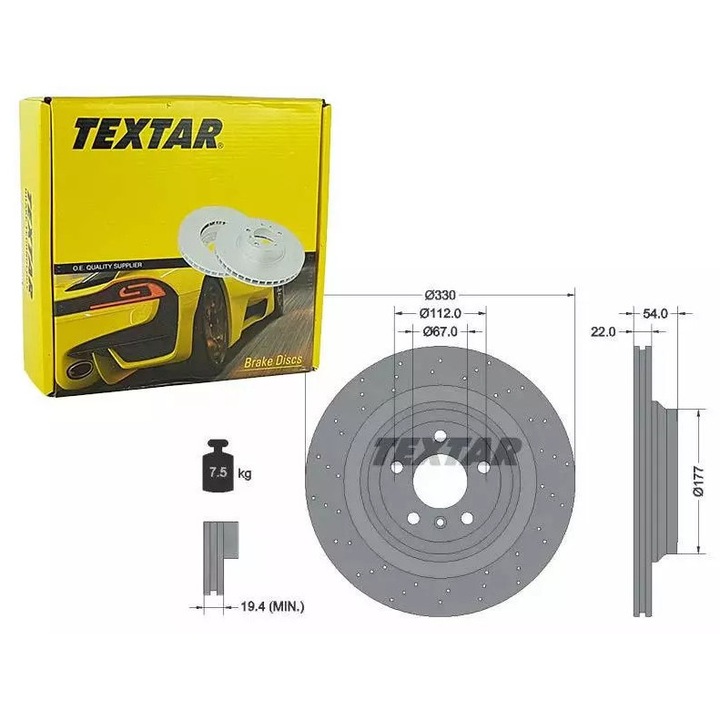 Disc frana Ruville, perforat, 330x22mm, 54mm, fara piasta, pentru automobile personale, set