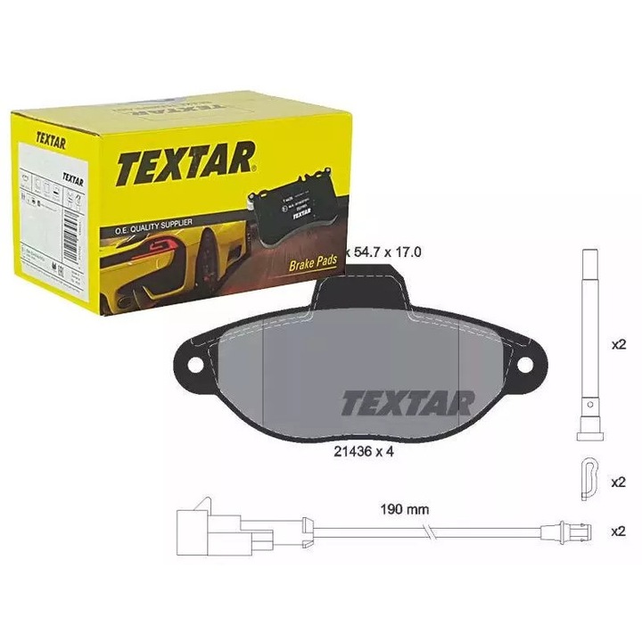 TEXTAR fékbetétek, 115x55x17mm, 2 érzékelővel, FORD KA 1.2 10-hez