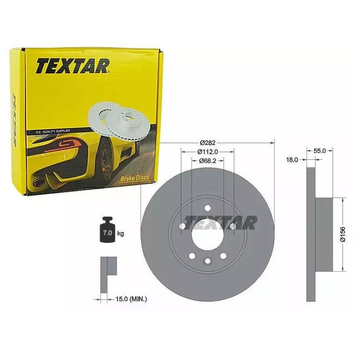 Textar féktárcsa, autókhoz, 282x18mm, 5/6 furatú