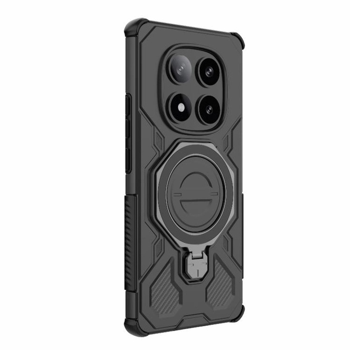 Кейс за Xiaomi Redmi Note 14 Pro 5G Carbon Shield PRO с 360° въртящ се пръстен, съвместим с Magsafe, удароустойчив, първокласно качество, Daden, син/прозрачен
