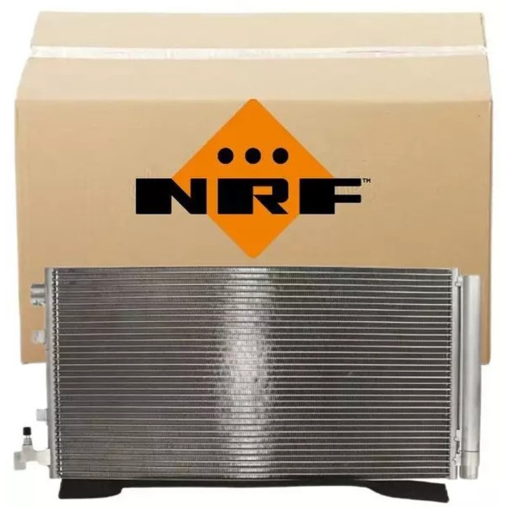 Klímakondenzátor, NRF, szárítóval, tömítőgyűrűvel, 640x352x16mm, M10x1,25, Renault Scenic 09- modellekhez