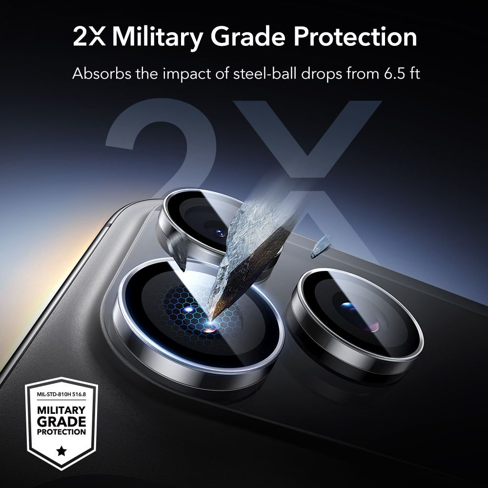 Protectie sticla securizata camera foto ESR Armorite compatibila cu iPhone 14 Pro / Max / 15 Pro / Max / 16 Pro / Max/ 17 Pro / Max, Clear