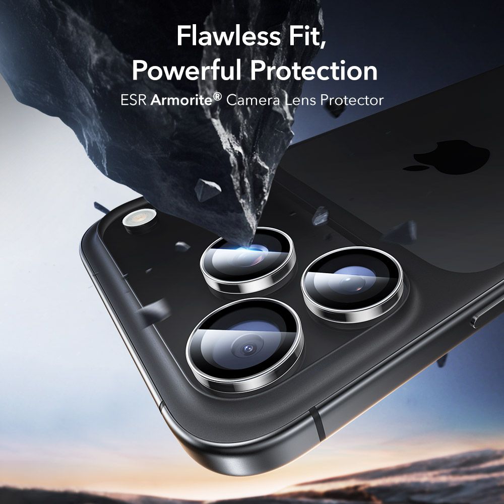 Protectie sticla securizata camera foto ESR Armorite compatibila cu iPhone 14 Pro / Max / 15 Pro / Max / 16 Pro / Max/ 17 Pro / Max, Clear