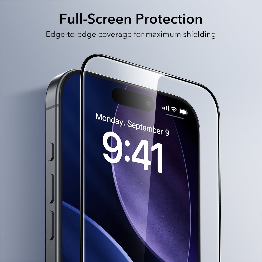 Set 2 folii sticla ESR UltraFit Tempered Glass, Kit montare inclus, compatibila cu iPhone 17 Pro, Transparent