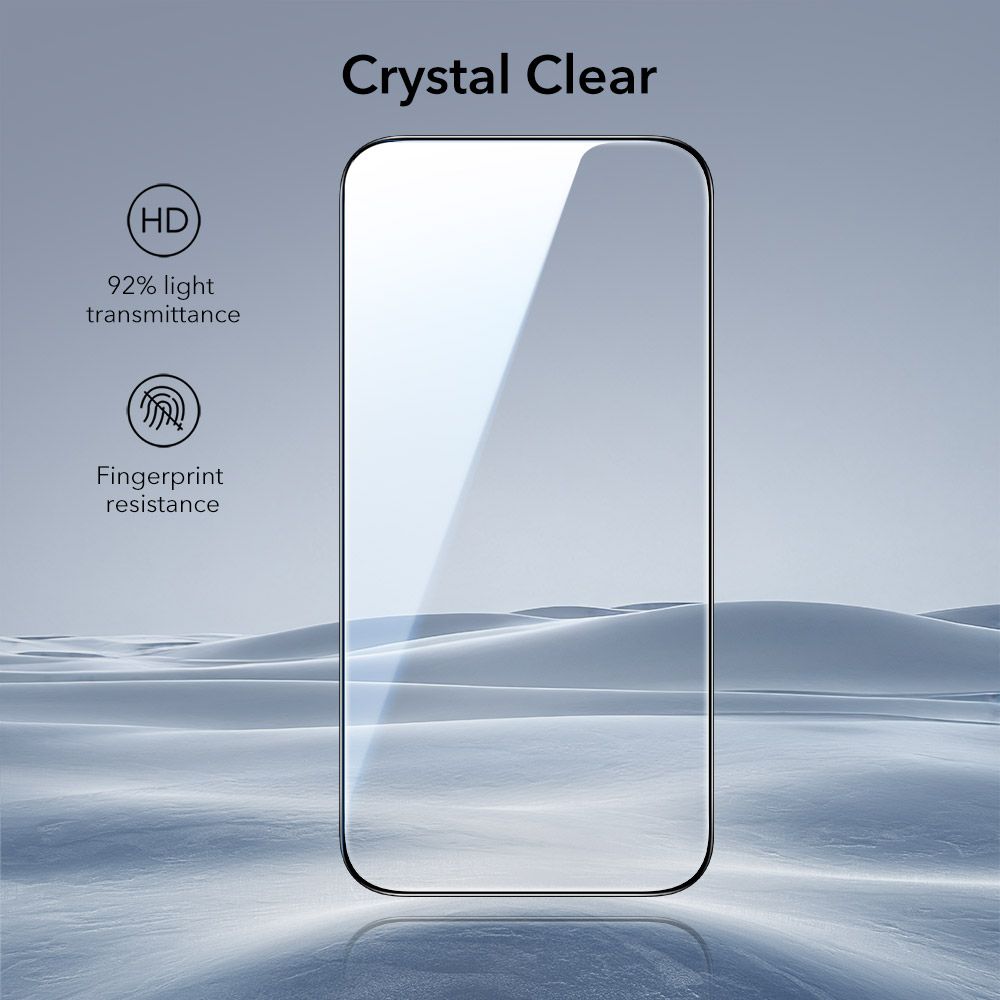 Set 2 folii sticla ESR UltraFit Tempered Glass, Kit montare inclus, compatibila cu iPhone 17 Pro, Transparent