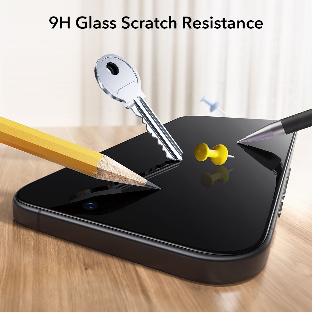 Set 2 folii sticla ESR UltraFit Tempered Glass, Kit montare inclus, compatibila cu iPhone 17 Pro, Transparent