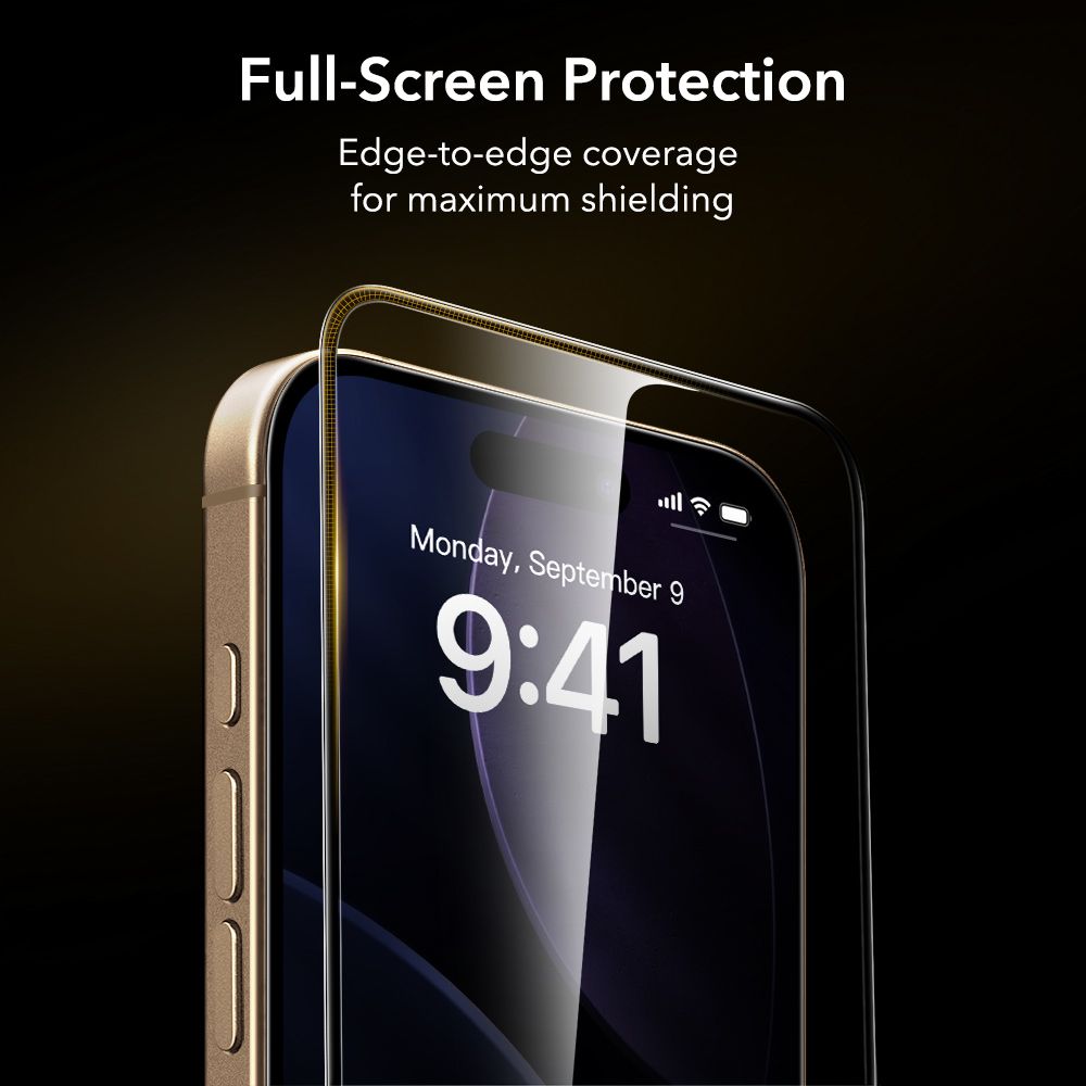 Folie sticla ESR UltraFit Armorite Pro Tempered Glass, Kit montare inclus, compatibila cu iPhone 17 Pro, Negru