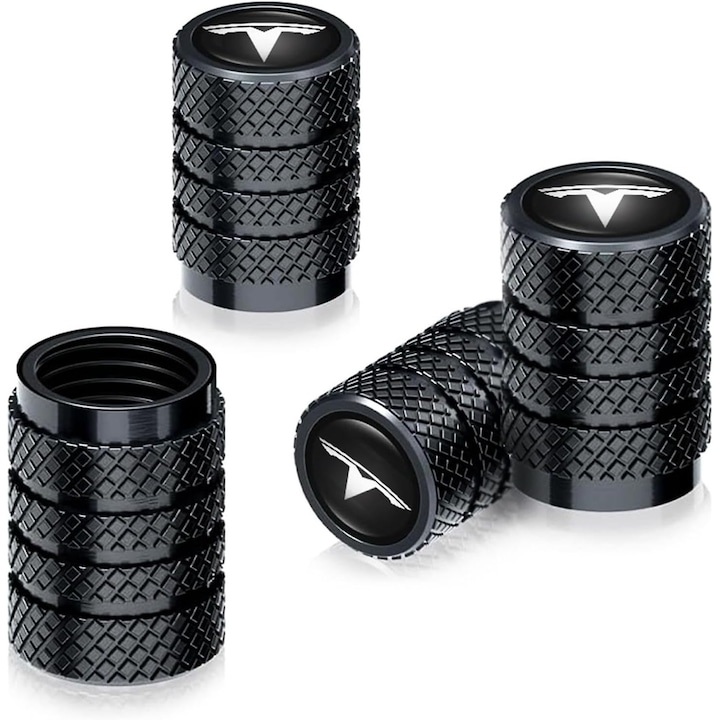 PsAyl® 4 darabos alumínium autószelep sapka készlet Tesla Model 3, S, X, Y modellekhez, fekete