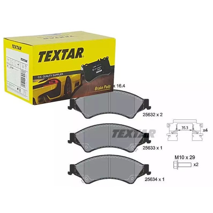 TEXTAR fékbetétek Ford Ranger 11-hez, 194,2x68x16,4mm, kopásjelzővel
