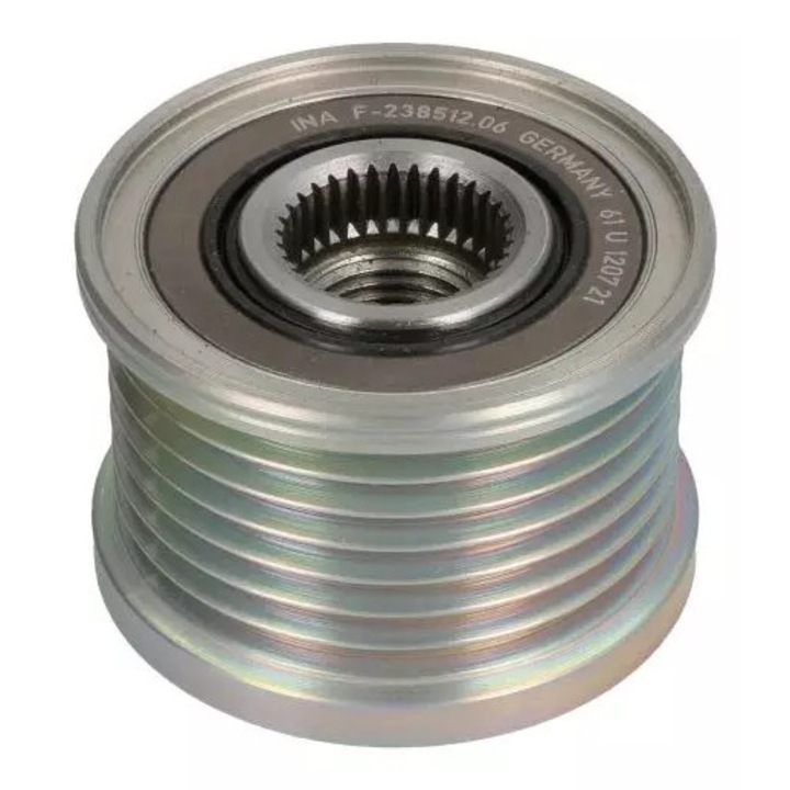 Autóalkatrész, INA, Renault generátor szíjtárcsa, 7 horony, 36,8mm, 48,9x17mm