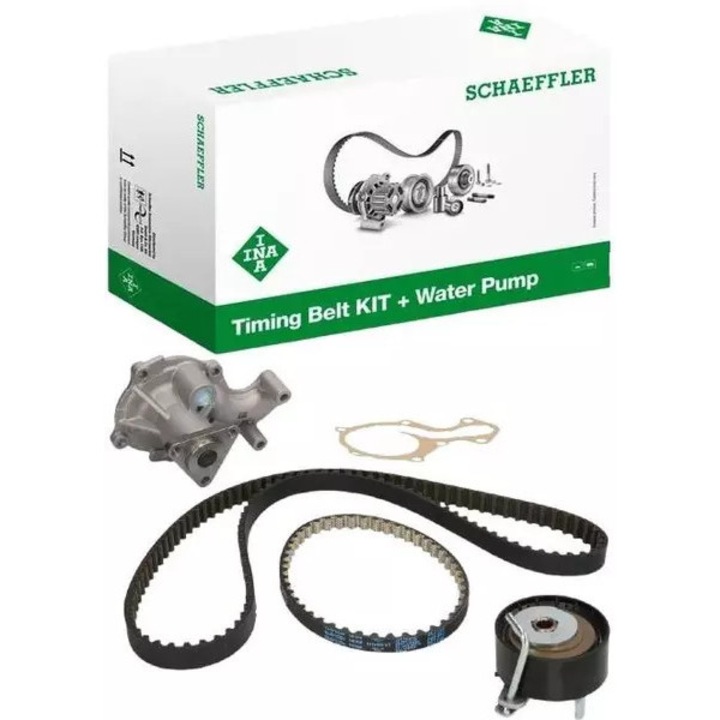 Комплект ангренажен ремък INA с водна помпа за Ford 1.0 EcoBoost B-Max/C-Max/Fiesta/Focus, 16x10мм, 2 ремъка, 116 и 46 зъба